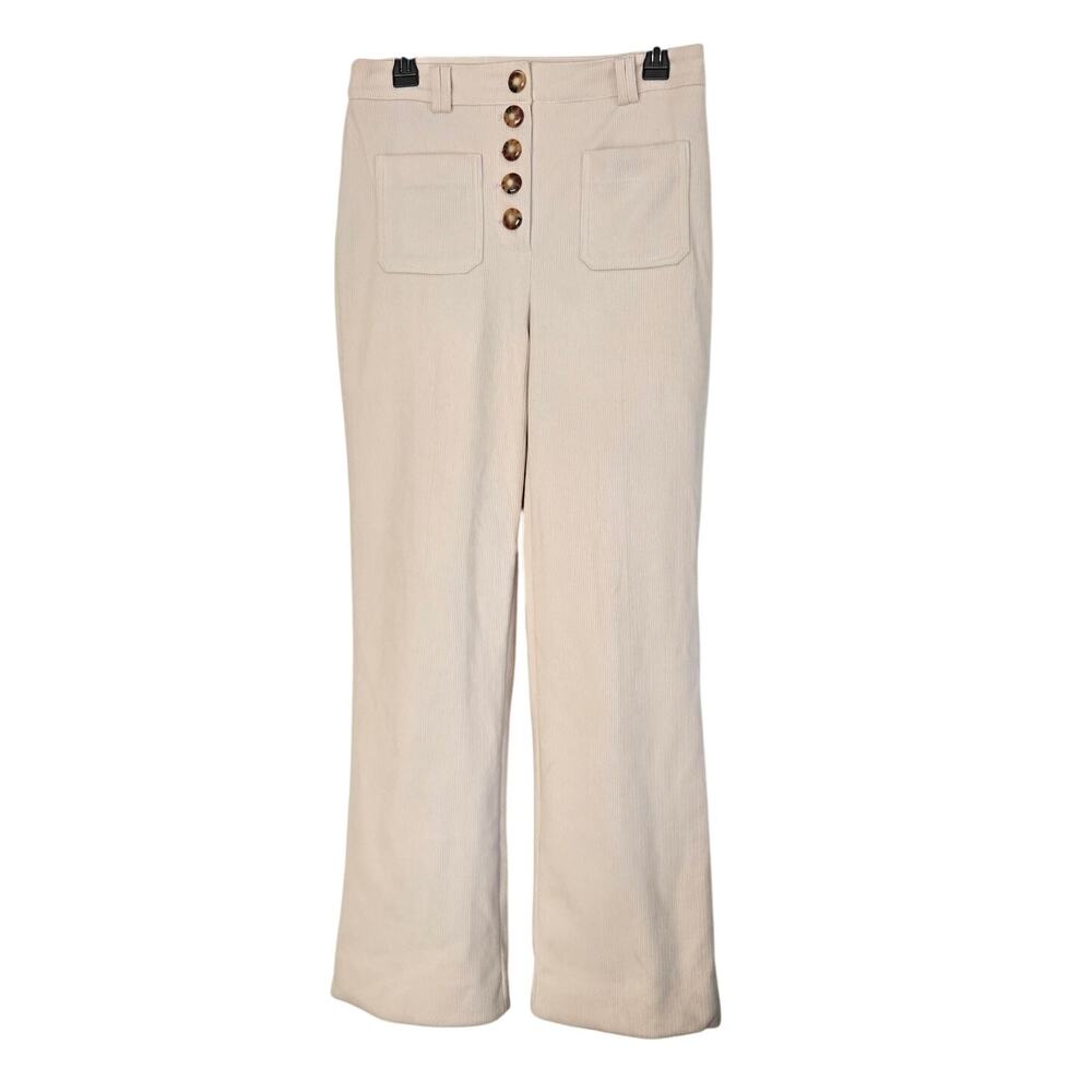 70s Retro House of Harlow BohoChic Beige Corduroy High‑Waisted Pants Size 8